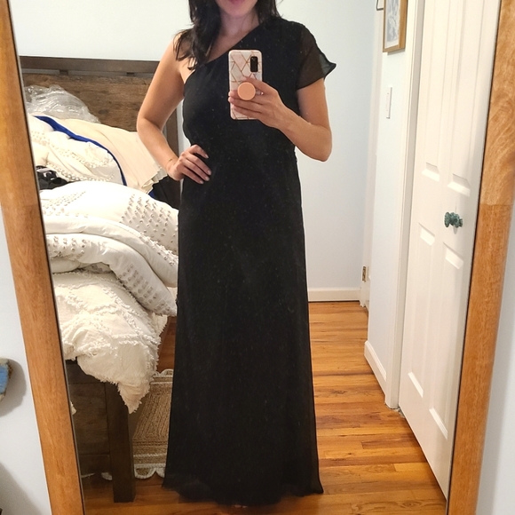 NEW Wink black asymmetrical black silk gown - Picture 5 of 5